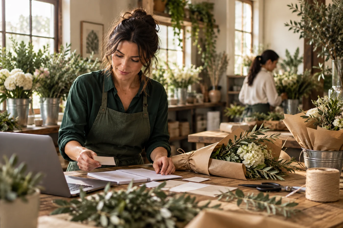 Florist preparing seasonal orders