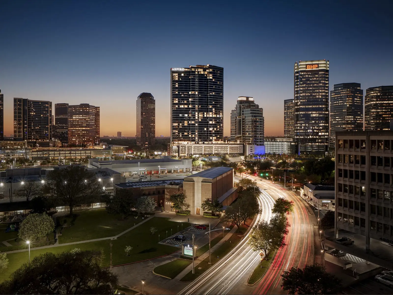 Houston skyline near Post Oak Boulevard in Uptown Houston
